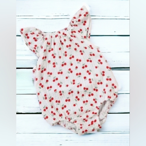 Baby Girl Clothes Summer Cherry Romper - Picture 2 of 7